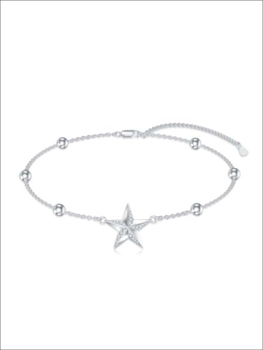 925 Sterling Silver Star Bracelet Lab Grown Diamond Charm Jewelry Gift